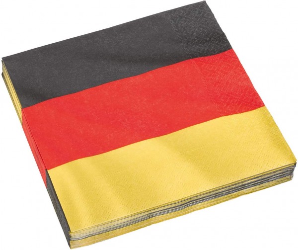 20 Servietten Deutschland - Flagge schwarz-rot-gold 33x33cm
