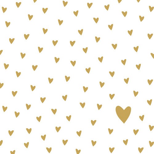 20 Servietten Little Hearts gold - Kleine Herzen gold 33x33cm