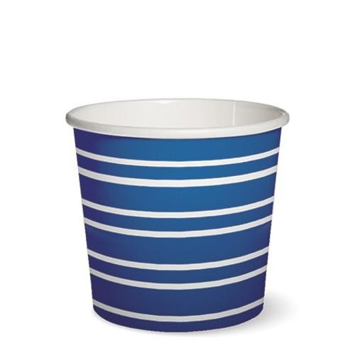 RP 10 Pappbecher Irregular Stripes - Weiße Streifen auf blau 0,3l Ø9,1 x H8,2cm