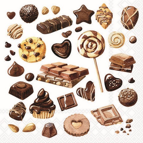 20 Servietten Sweet Chocolate - Süße Schokolade 33x33cm