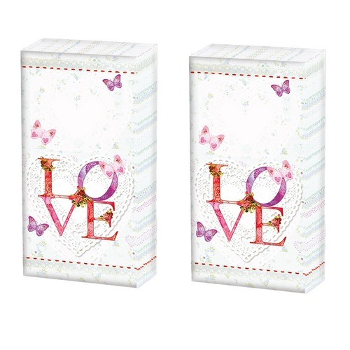 2x 10 handkerchiefs Lovely - Butterflies and Love