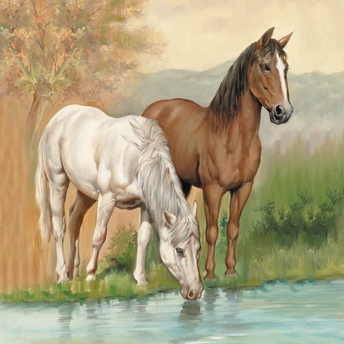 20 napkins Horses - Horses on the lake 33x33cm