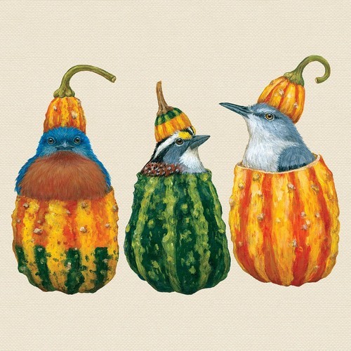 20 Napkins Out of my Gourd - Birds in pumpkins 33x33cm