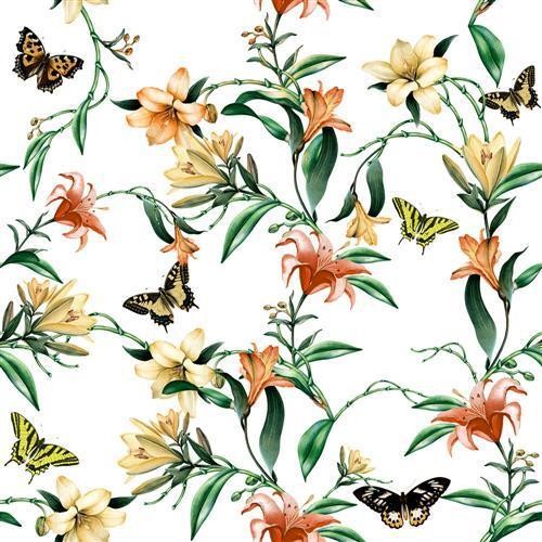 20 Servietten Flower Harmony - Schmetterlinge an Ranken 33x33cm