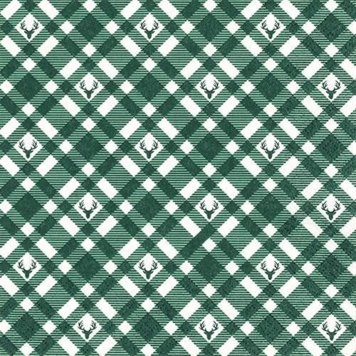 20 napkins Plaid with Deers on check green 33x33cm