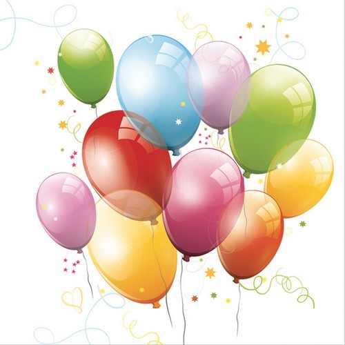 20 Servietten Birthday Balloons - Farbige Partyballons 33x33cm