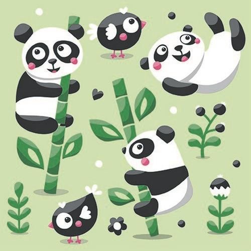 20 Servietten Playful Pandas - Verspielte Pandas 33x33cm
