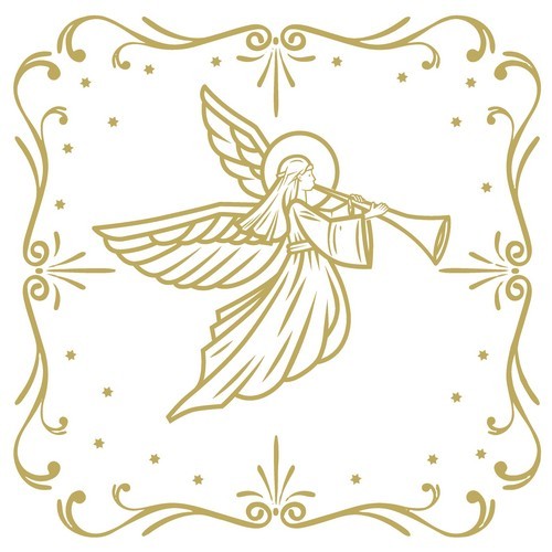 16 Servietten geprägt Moments Angel Deco - Engel mit Posaune 33x33cm