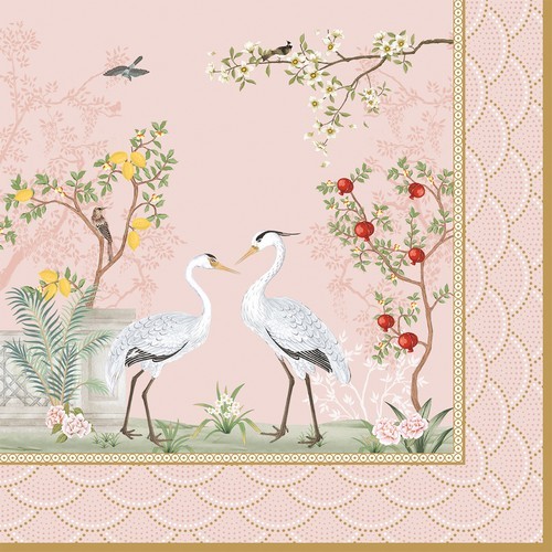 20 Napkins Jardin de reves - Cranes in pink paradise 33x33cm