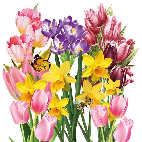 20 napkins Spring Garden - Colorful spring flowers in the garden 33x33cm