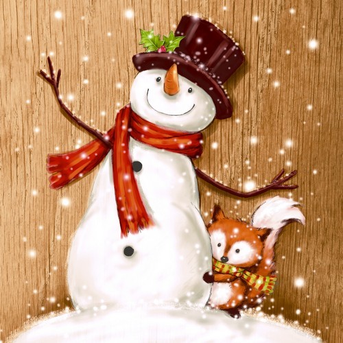 20 napkins Cheery Snowman - fox to snowman 33x33cm
