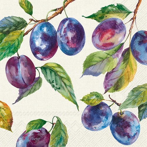 20 Servietten Home Grown Plums - Hauseigene Pflaumen 33x33cm