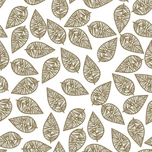 20 napkins Feuilles Festives White gold - Single leaves gold on white 33x33cm