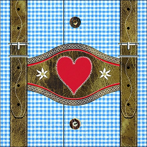 20 Servietten Lederhosen blue - Lederhosen und Hemd blau 33x33cm