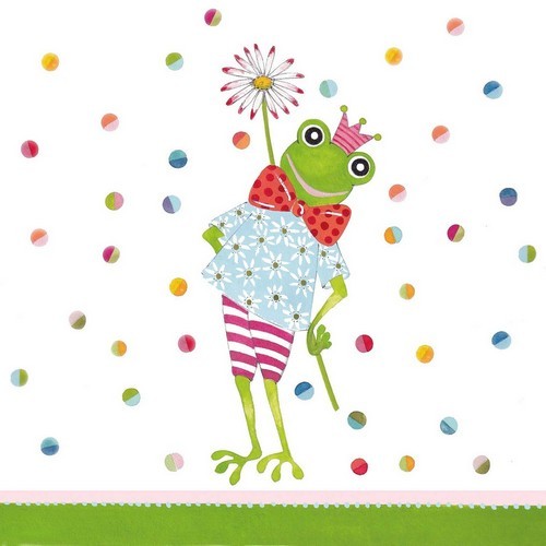 20 napkins Happy Frog - Colorful frog with flower 33x33cm