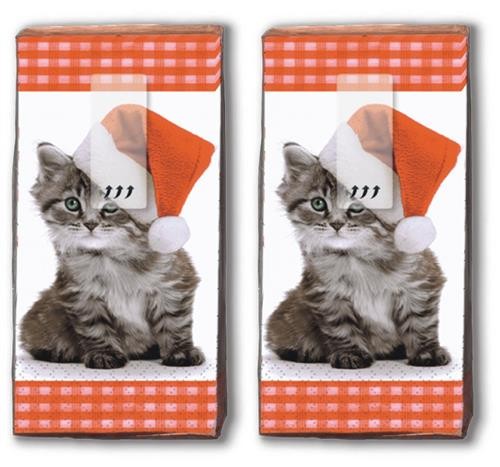 2x 10 Taschentücher Santa Kitty - Weihnachtskätzchen