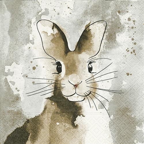 20 Servietten Watercolour Bunny - Hase in Wasserfarben 33x33cm