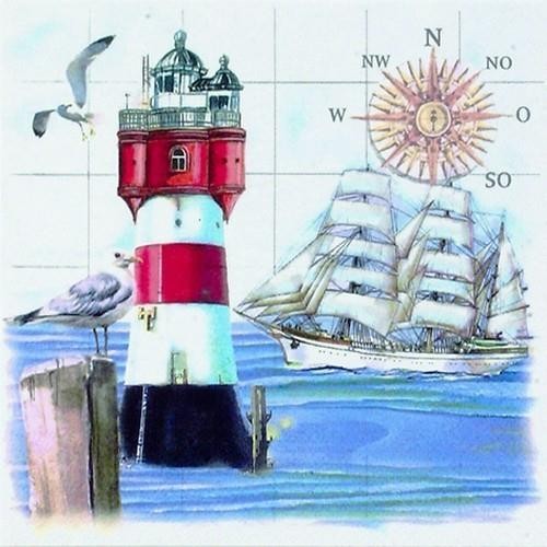 20 Servietten Lighthouse & Compass 33x33cm