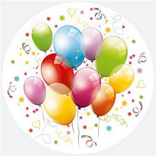 8 Pappteller Birthday Balloons - Farbige Partyballons Ø23cm
