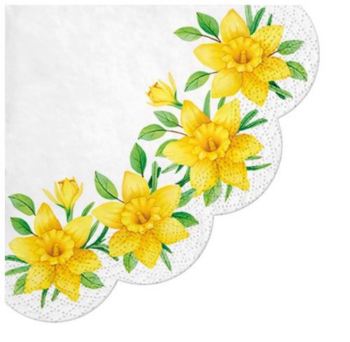 12 Servietten rund Daffodils in Bloom Ø32cm