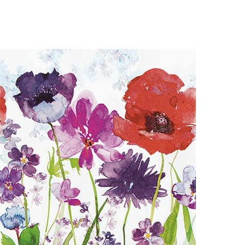 20 small cocktail napkins Meadow of Flowers - Colorful meadow of flowers 25x25cm