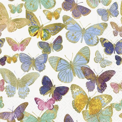 20 Napkins Golden Butterflies - Golden butterflies 33x33cm