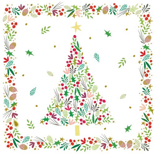 20 Servietten Turnowsky Christmas - Blätter im Weihnachtsbaum 33x33cm