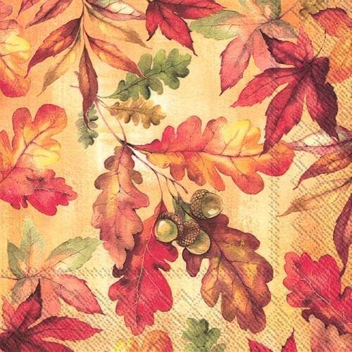 20 Servietten Bright Autumn - Blätter in Herbstfarben 33x33cm