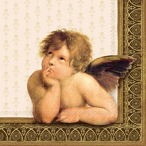 20 Servietten Classic Angel gold - Engel an edler Bordüre 33x33cm