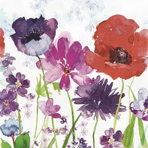 20 Servietten Meadow of Flowers - Bunte Wiese an Blumen 33x33cm