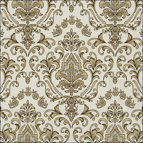 20 Servietten Baroque Ornament cream - Muster im Barock-Stil gold-weiß 33x33cm