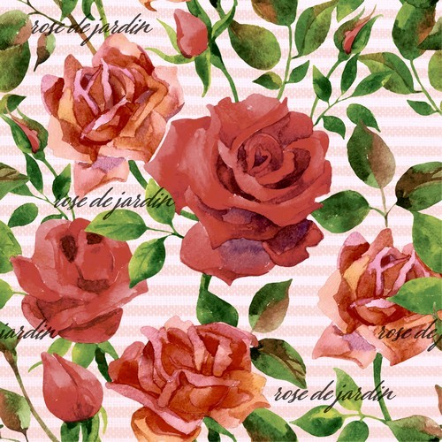 20 Rose Wood napkins - Powerful red roses 33x33cm