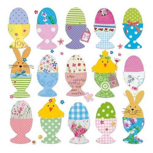 20 Napkins Easter Eggs - Easter figures in egg cup 33x33cm
