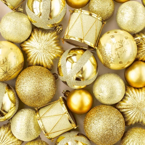 20 Servietten Gold Baubles - Goldene Kugeln 33x33cm