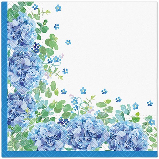 20 napkins Blue Meadow - Blue hydrangeas 33x33cm