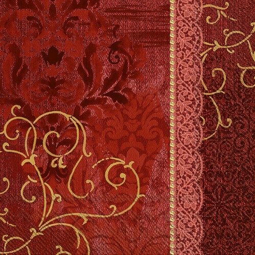 20 Napkins Anastasia red gold - Baroque style red-gold 33x33cm