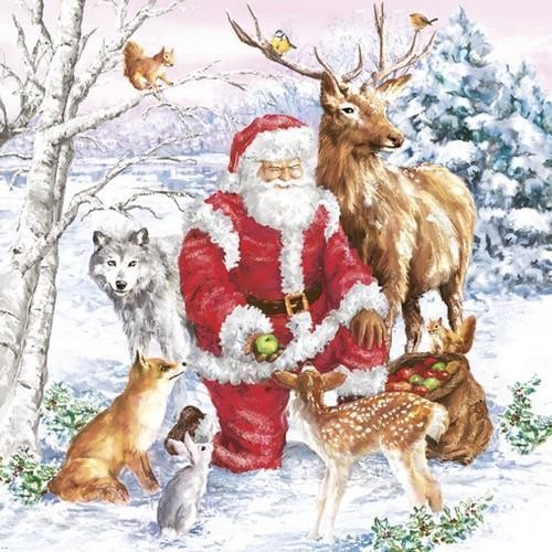 20 Servietten Santa & Animals 33x33cm