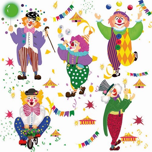 20 Servietten Carnival - Tanzende Clowns 33x33cm