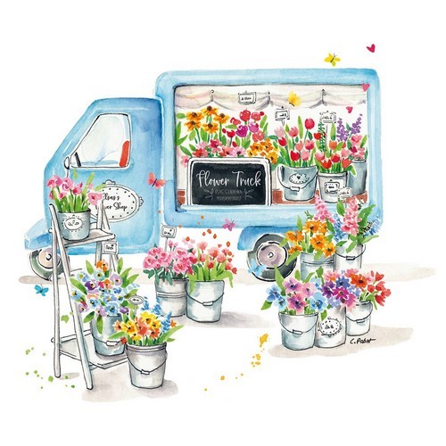 20 napkins Flower Truck - flower truck 33x33cm