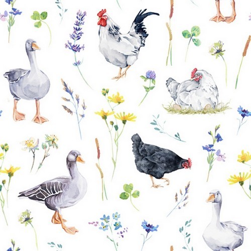 20 napkins Poultry - Chickens and geese 33x33cm