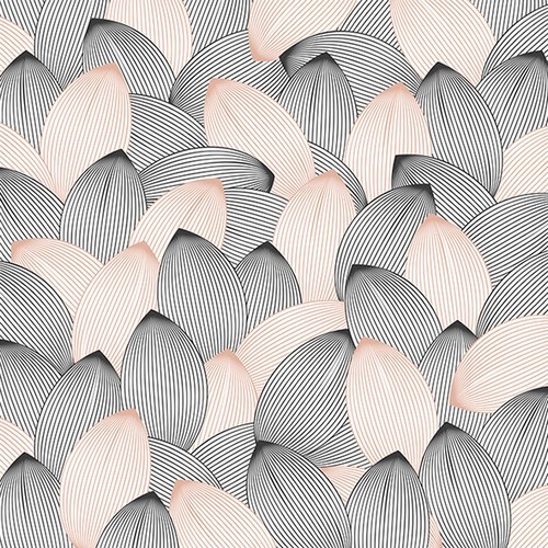20 Servietten Graphic Lines puder - Ovale Blätter schwarz-rosa 33x33cm