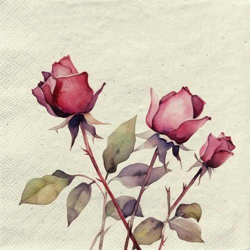 20 napkins sustainable grass roses - Roses from the bush 33x33cm