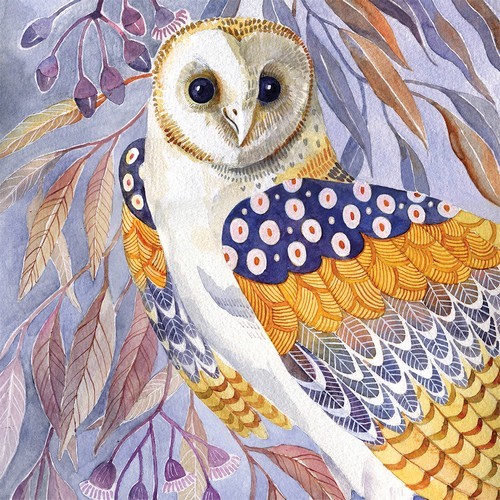 20 napkins Athena - Owl with abstract feathers 33x33cm