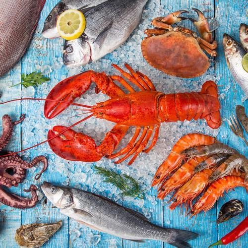 20 Servietten Seafood – Hummer und Fisch 33x33cm