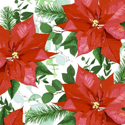 20 Servietten Floral Christmas - Blühender, roter Weihnachtsstern 33x33cm