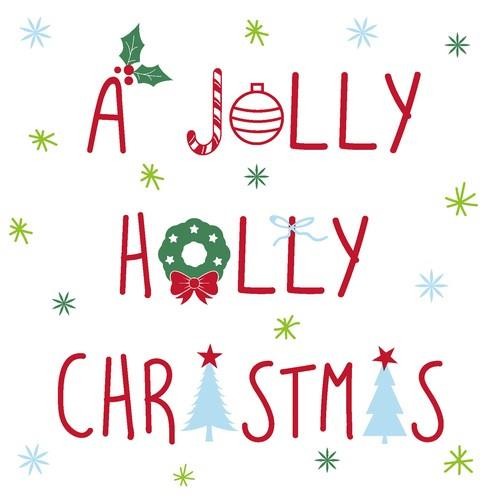 20 Servietten Jolly Holly - Fröhlich, heilige Weihnacht 33x33cm