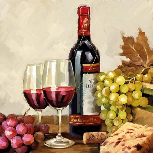 20 Servietten Wine & Grapes - Frischer Wein aus Trauben 33x33cm