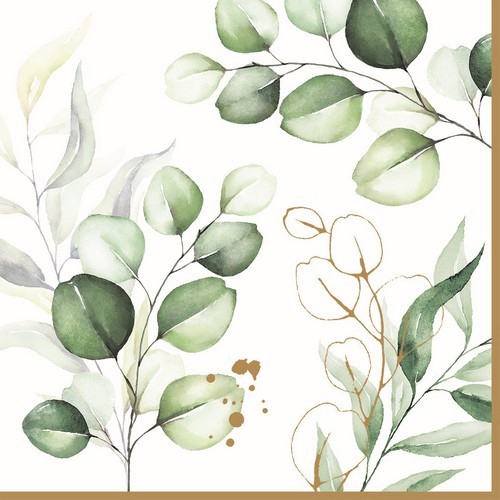 20 Servietten Botanique - Eukalyptusblätter 33x33cm