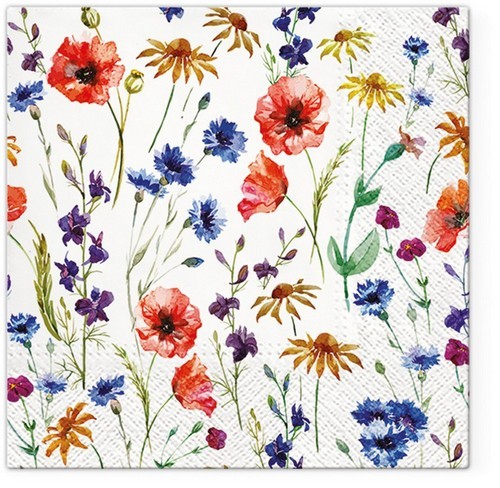 20 Servietten Field of Flowers - Einzelne Gräser und Blumen 33x33cm