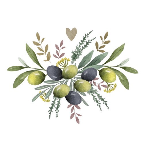 20 Servietten Olives & Herbs - Oliven und Kräuter 33x33cm
